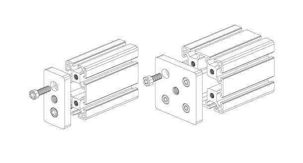 30 series Base 4Plate Connection 3060-M12 -Pack of 2PCS - Extrusion and CNC