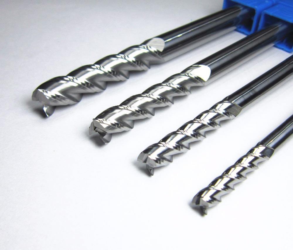 4PCS 3 flutes HRC45 extra long shank L-150mm for aluminium tungsten carbide end mills set bit - Extrusion and CNC