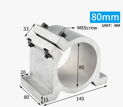 80 MM Spindle cast aluminium spindle mount - Extrusion and CNC
