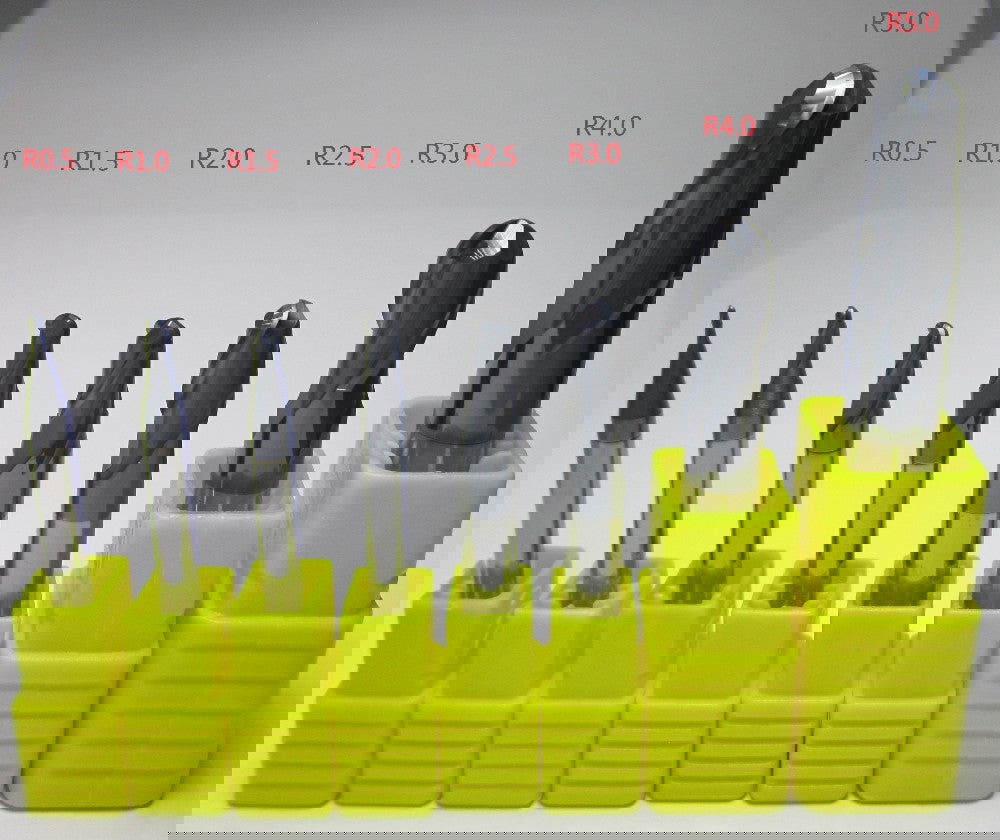 8PCS R0.5 1.0 1.5 2.0 2.5 3.0 4.0 5.0 HRC55 2 flutes Tungsten Carbide Ball Nose End Mill set bits - Extrusion and CNC