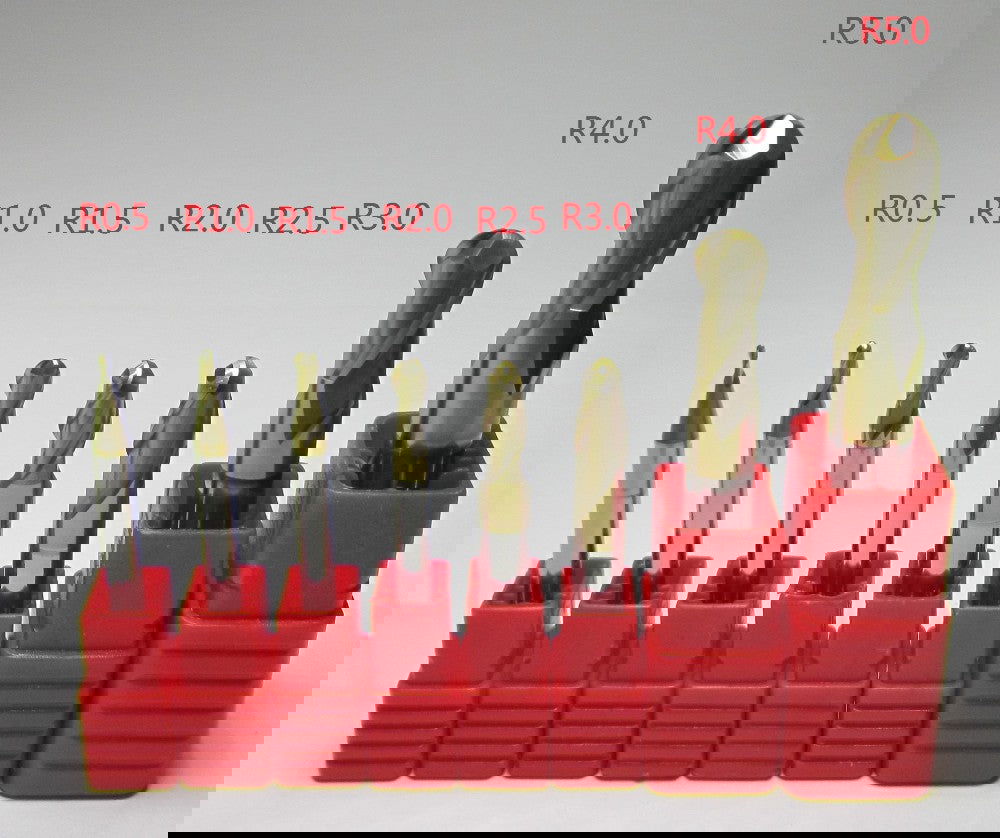 8PCS R0.5 1.0 1.5 2.0 2.5 3.0 4.0 5.0 HRC62 2 flutes Tungsten Carbide Ball Nose End Mill set bits - Extrusion and CNC