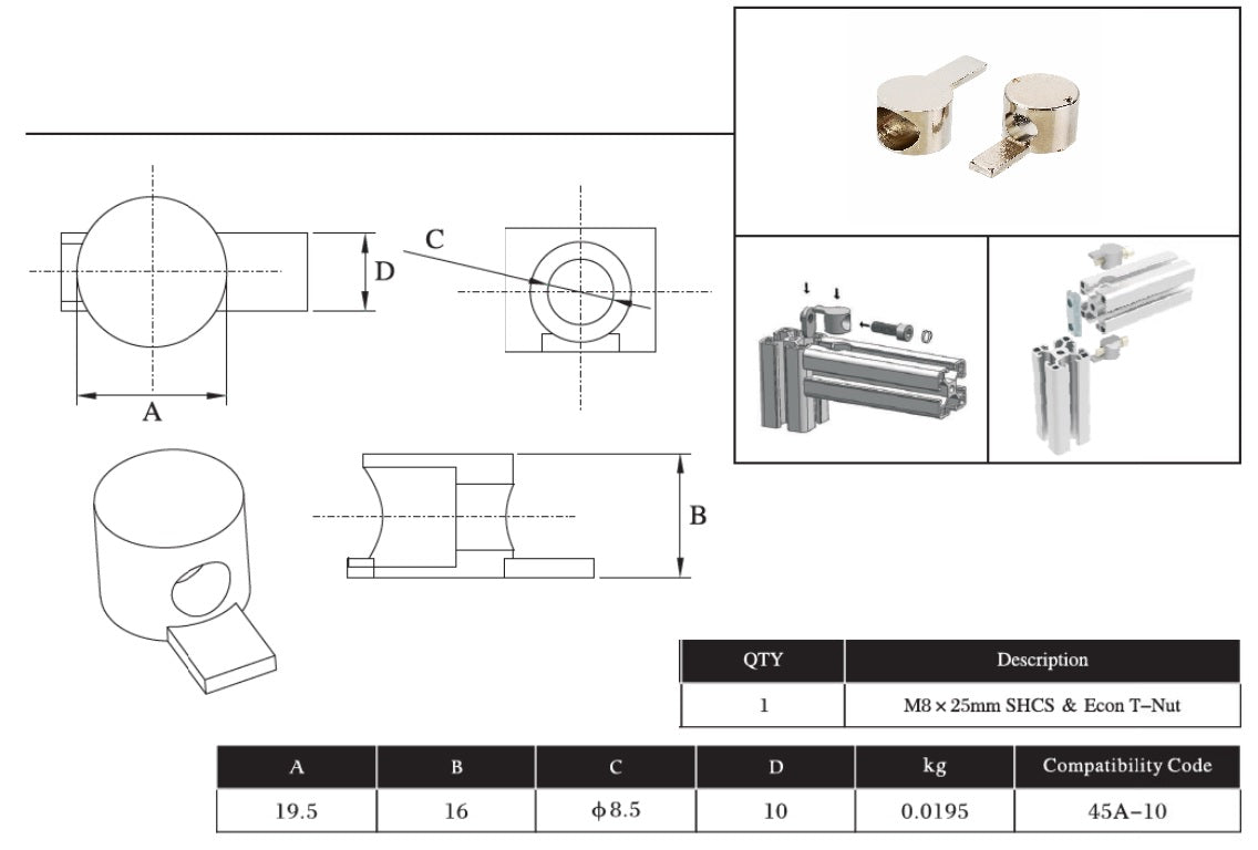 Anchor connector 45 series - Extrusion and CNC