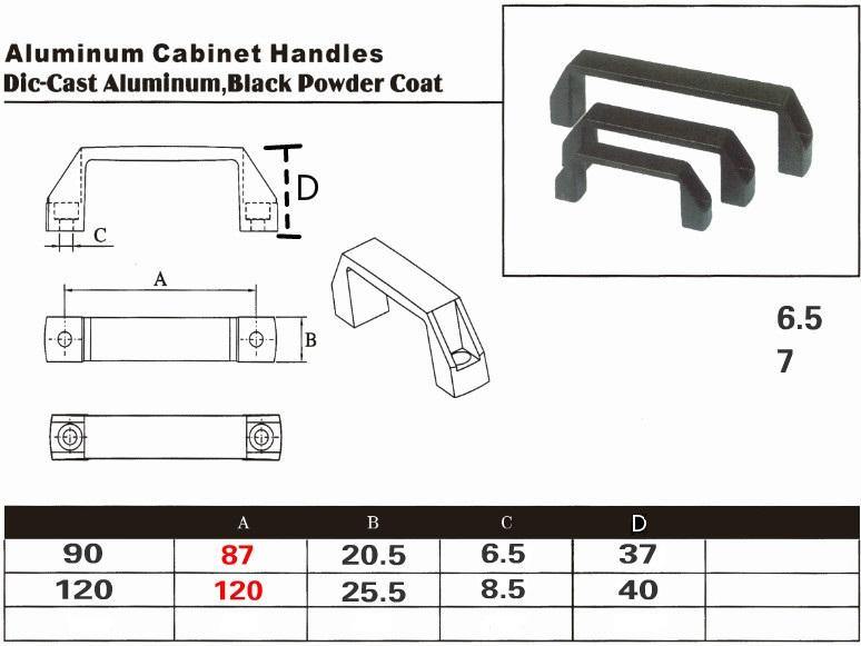 Black Aluminium Handle for Aluminium Profile Accessories 90 mm - Extrusion and CNC