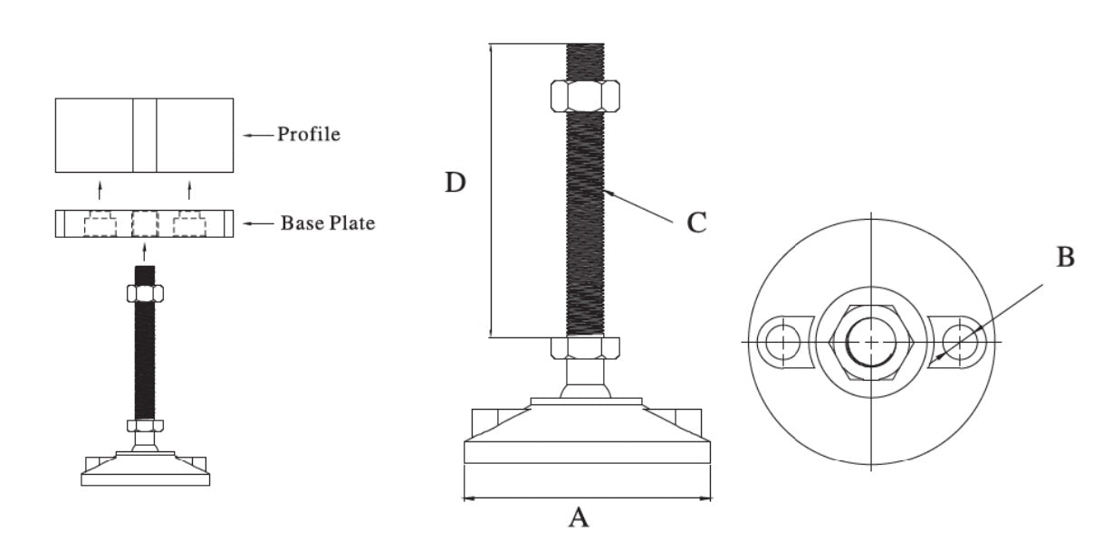 Stainless Steel Swivel Stud / Glass Nylon Base 100 (mm) - Extrusion and CNC