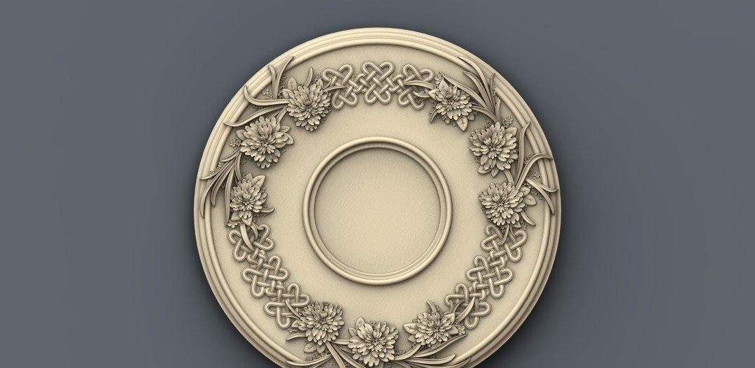 STL Format 3D Furniture , Doors Decoration Round - 034 - Extrusion and CNC