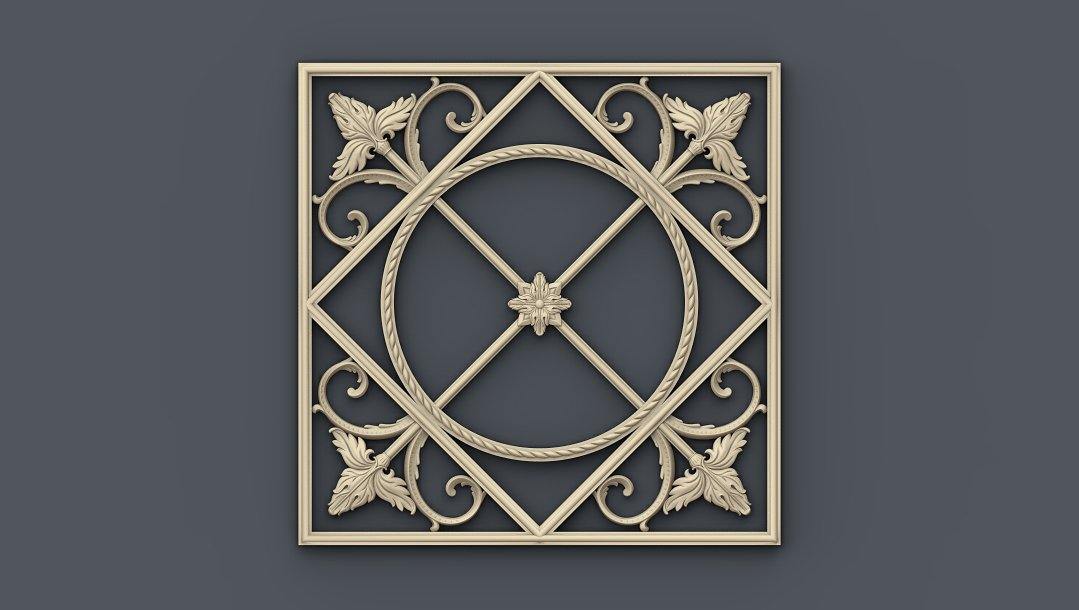 STL Format 3D Furniture , Doors Decoration Square - 021 - Extrusion and CNC