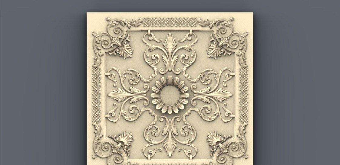 STL Format 3D Furniture , Doors Decoration Square - 034 - Extrusion and CNC