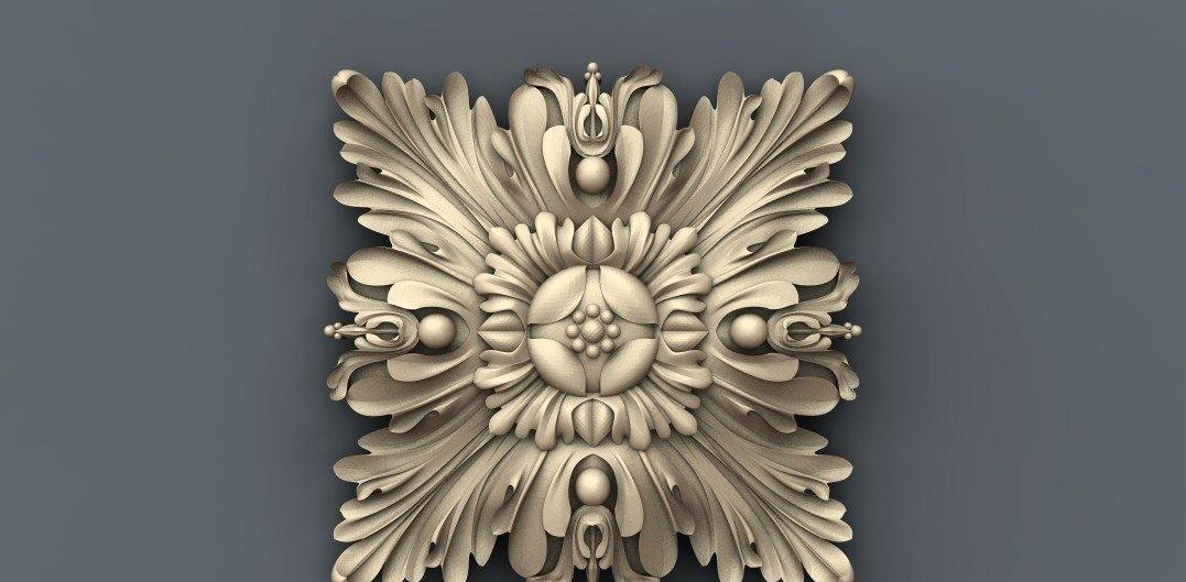 STL Format 3D Furniture , Doors Decoration Square - 037 - Extrusion and CNC