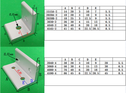 1515 Inside Corner Brackets 2 hole 15 series - Extrusion and CNC