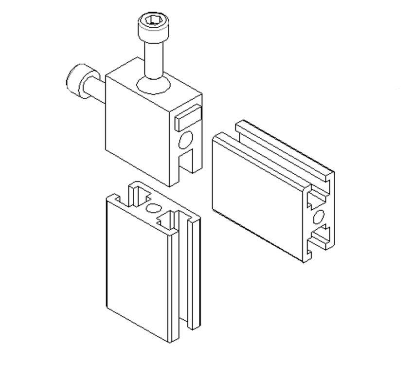 1530 Corner Connector with Screws and Covers type A - Extrusion and CNC