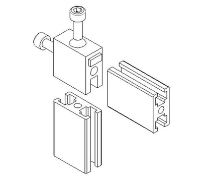 1530 Corner Connector with Screws and Covers type B - Extrusion and CNC