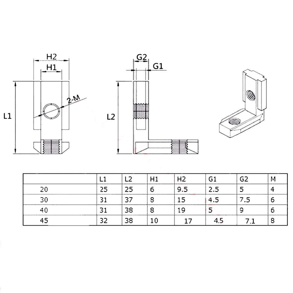 15 series L-Connector 1515 Black - Extrusion and CNC