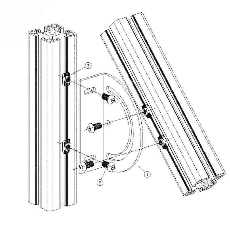 180 degree 3030 cross steering plate 30 Series Pack of 1 - Extrusion and CNC