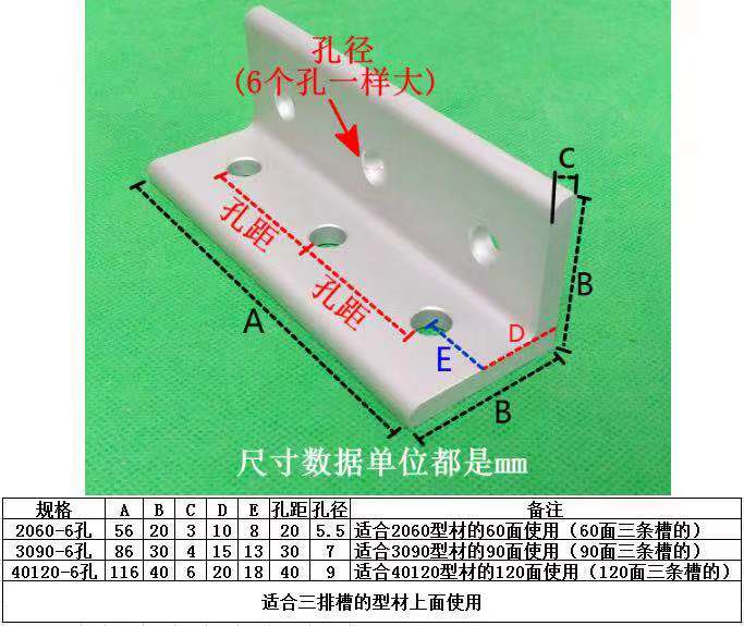 2060 Inside Corner Brackets 6 hole 20 series - Extrusion and CNC