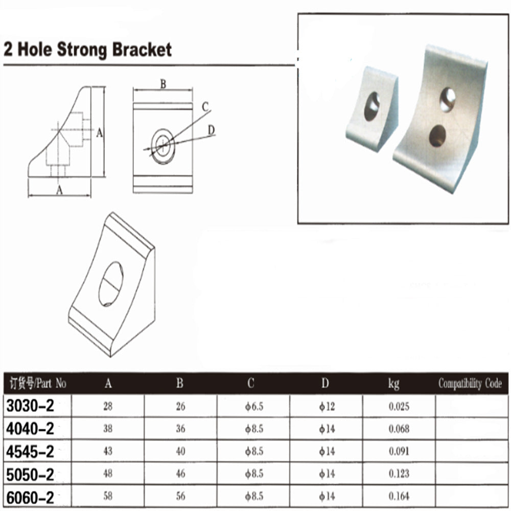 3030-2 hole L Corner Bracket 30 Series - Extrusion and CNC