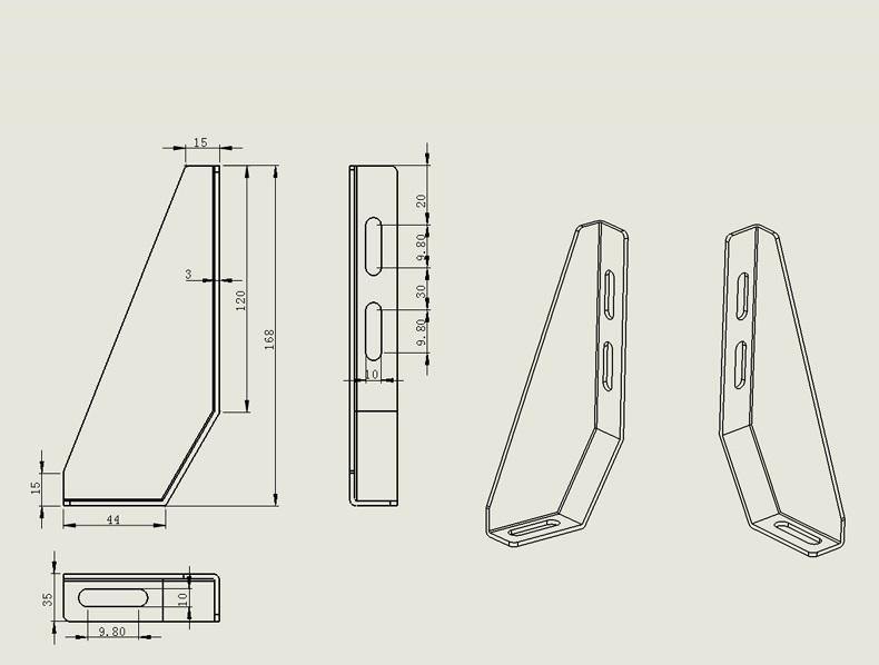 30 Series Gray Aluminium Profile Connection Fence Fixed Connection Bracket - left and right - Extrusion and CNC