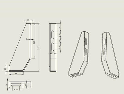 30 Series Gray Aluminium Profile Connection Fence Fixed Connection Bracket - left and right - Extrusion and CNC
