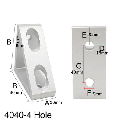 4040-4 hole Wide Gusset  Inside Corner Bracket - Extrusion and CNC