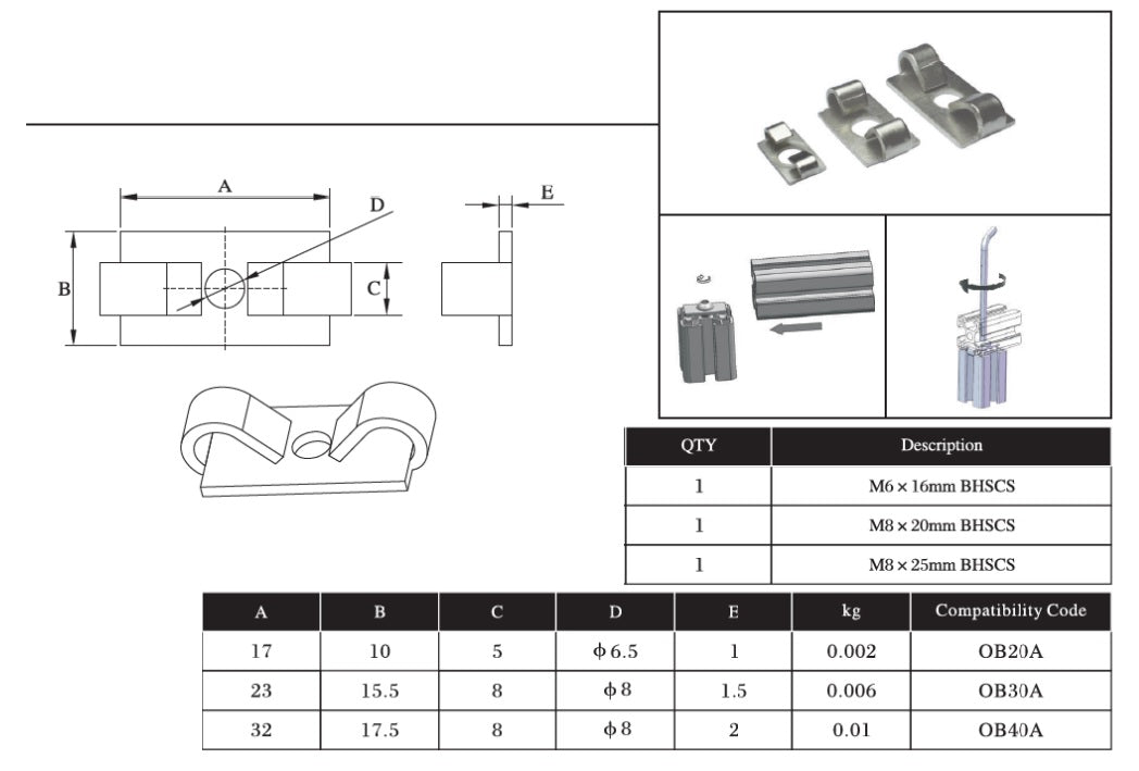 40 Series Standard End Fastener M8 - Extrusion and CNC