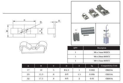 40 Series Standard End Fastener M8 - Extrusion and CNC