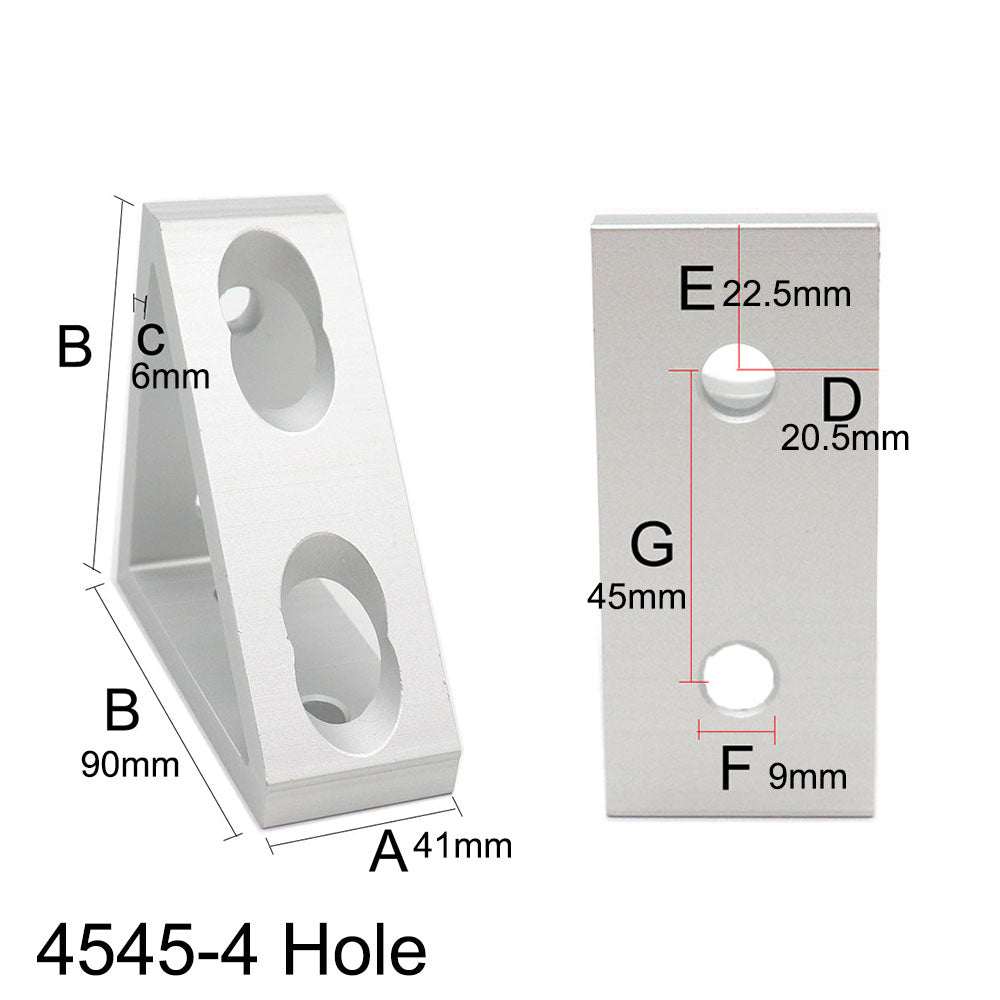 4545-4 hole Wide Gusset Inside Corner Bracket - Extrusion and CNC