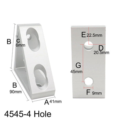 4545-4 hole Wide Gusset Inside Corner Bracket - Extrusion and CNC