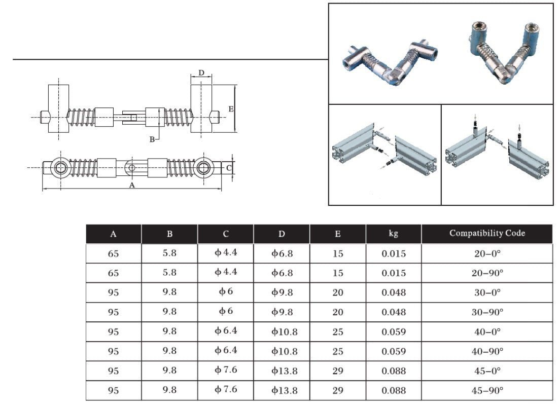 45 Series Double Head Anchor 0 - 180 Degree ( 0 Degree Central Adjustable Angle Connector) - Extrusion and CNC