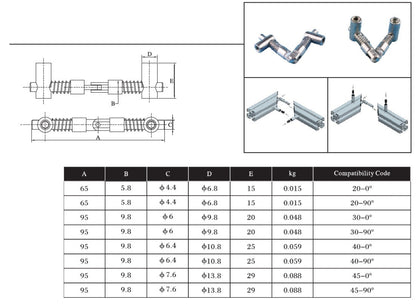 45 Series Double Head Anchor 90 Degree ( 90 Degree Central Adjustable Angle connector) - Extrusion and CNC