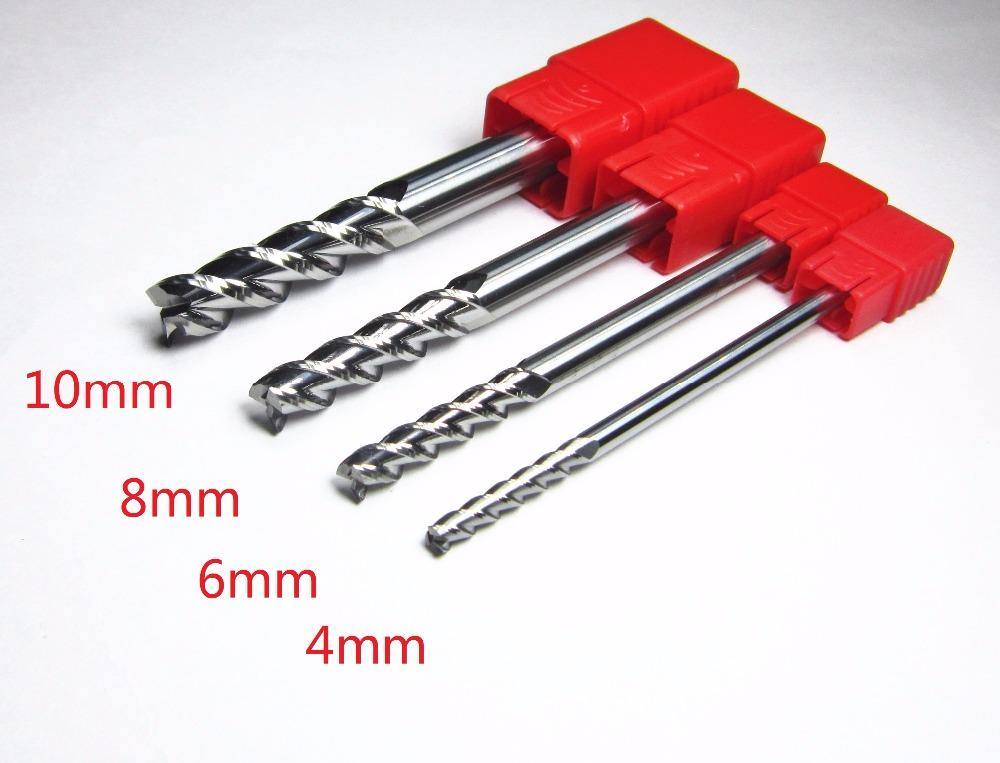 4PCS 3 flutes HRC55 for hard aluminium long shank L-100 mm tungsten carbide end mills set bits - Extrusion and CNC