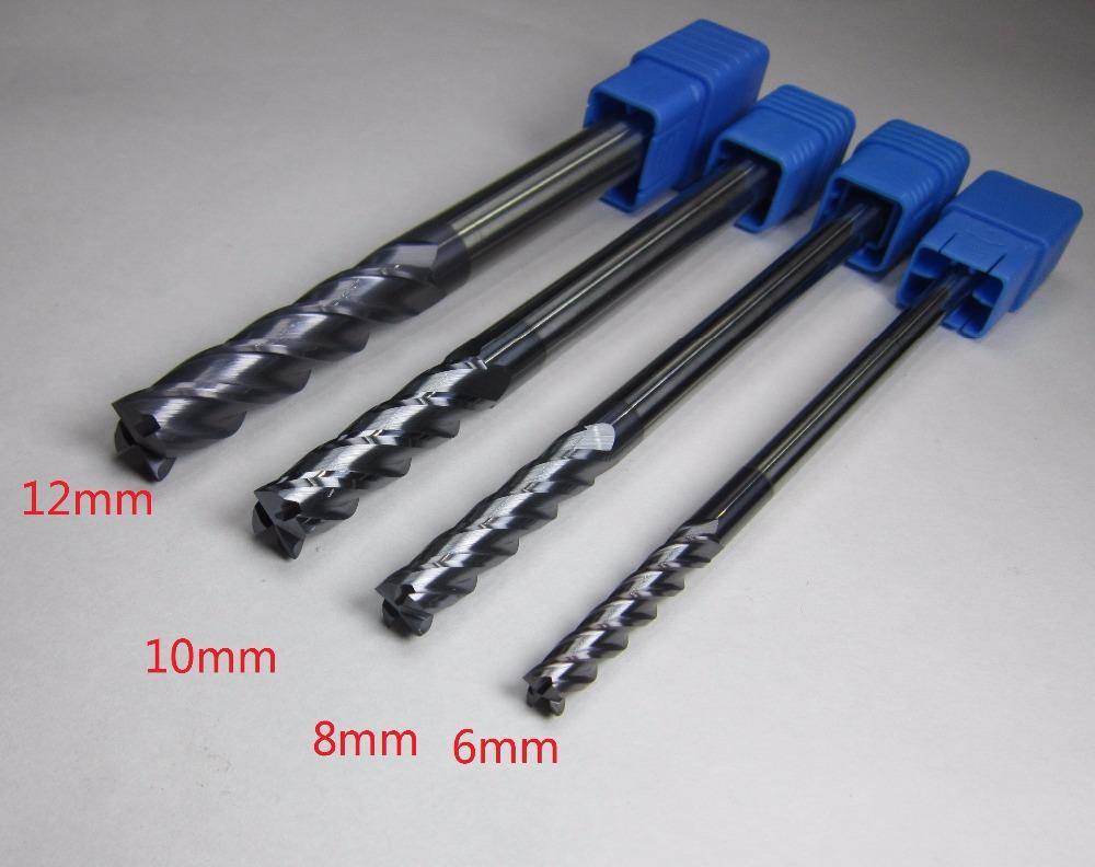4PCS 4 flutes HRC45 extra long shank L-150mm tungsten carbide end mills set bit - Extrusion and CNC