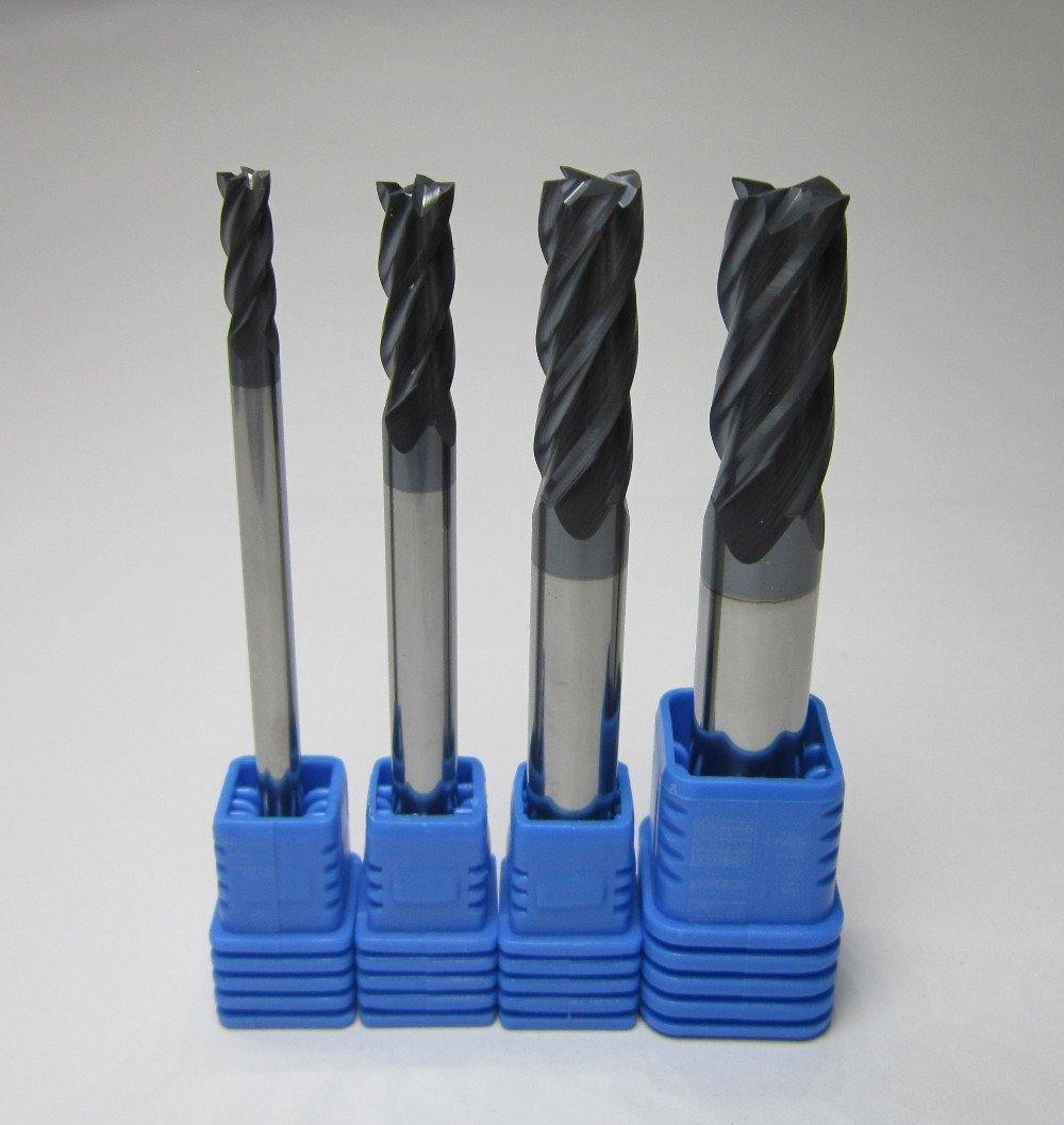 4PCS 4 flutes HRC45 long shank length 75mm tungsten carbide end mills set bits - Extrusion and CNC