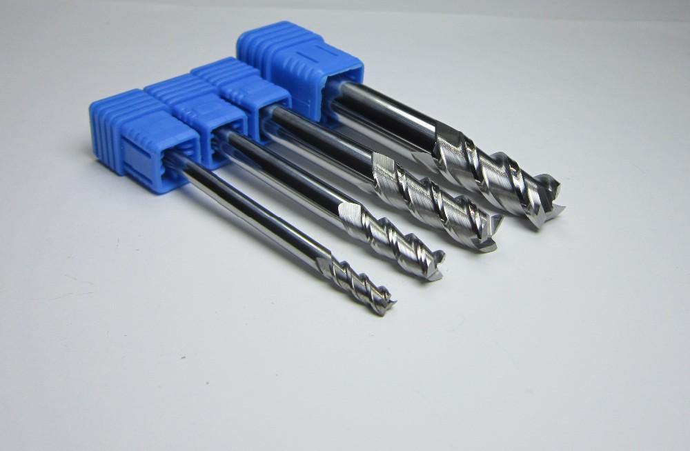 4PCS HRC45 3F for aluminium long shank L-75mm tungsten carbide end mills set bits - Extrusion and CNC