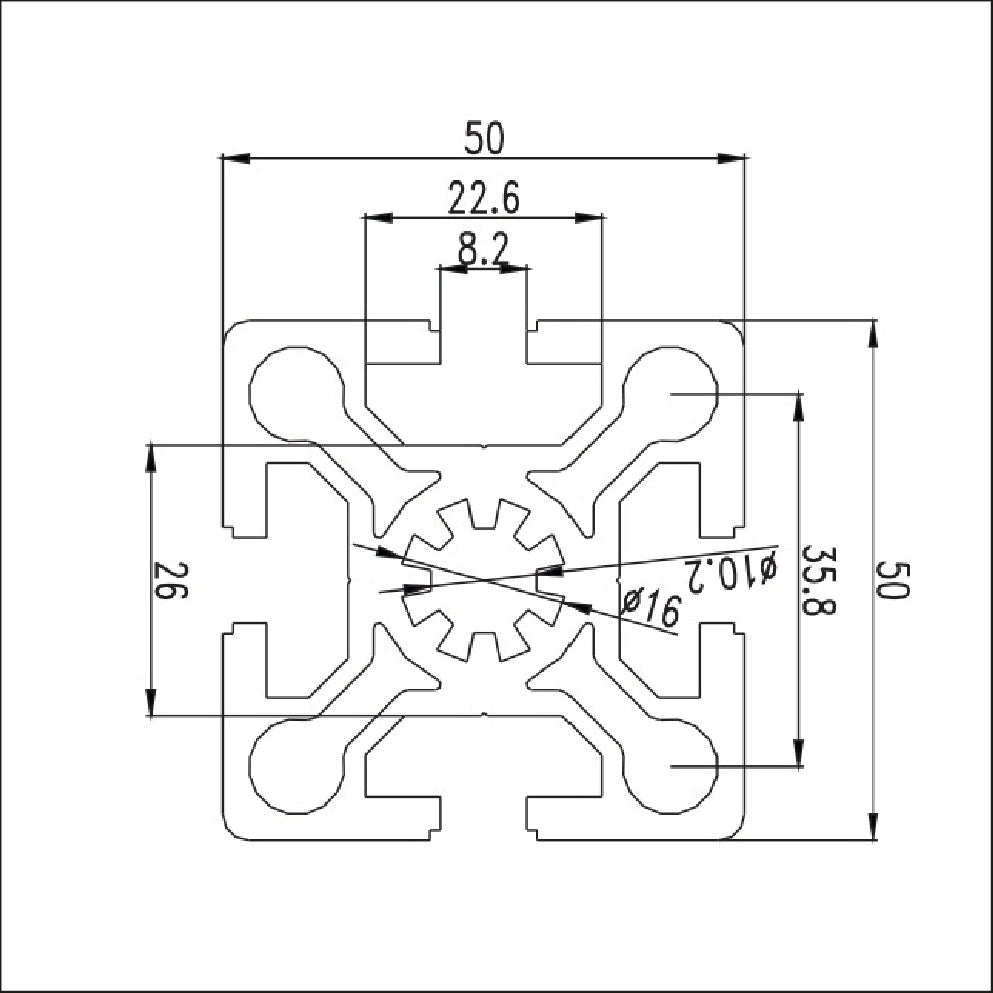 5050W-8mm - Extrusion and CNC