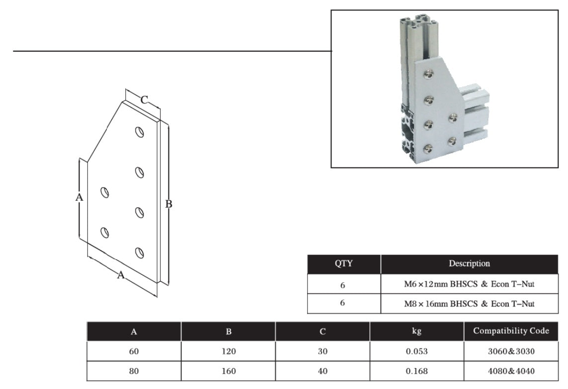 6L Bolts Reinforcement Connection Joining plate  3060 (6 L Joining plate) - Extrusion and CNC