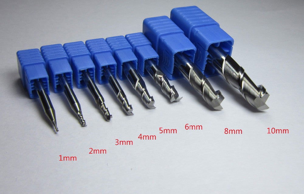 8PCS HRC55 2F for aluminium End Mill milling cutter bit - Extrusion and CNC