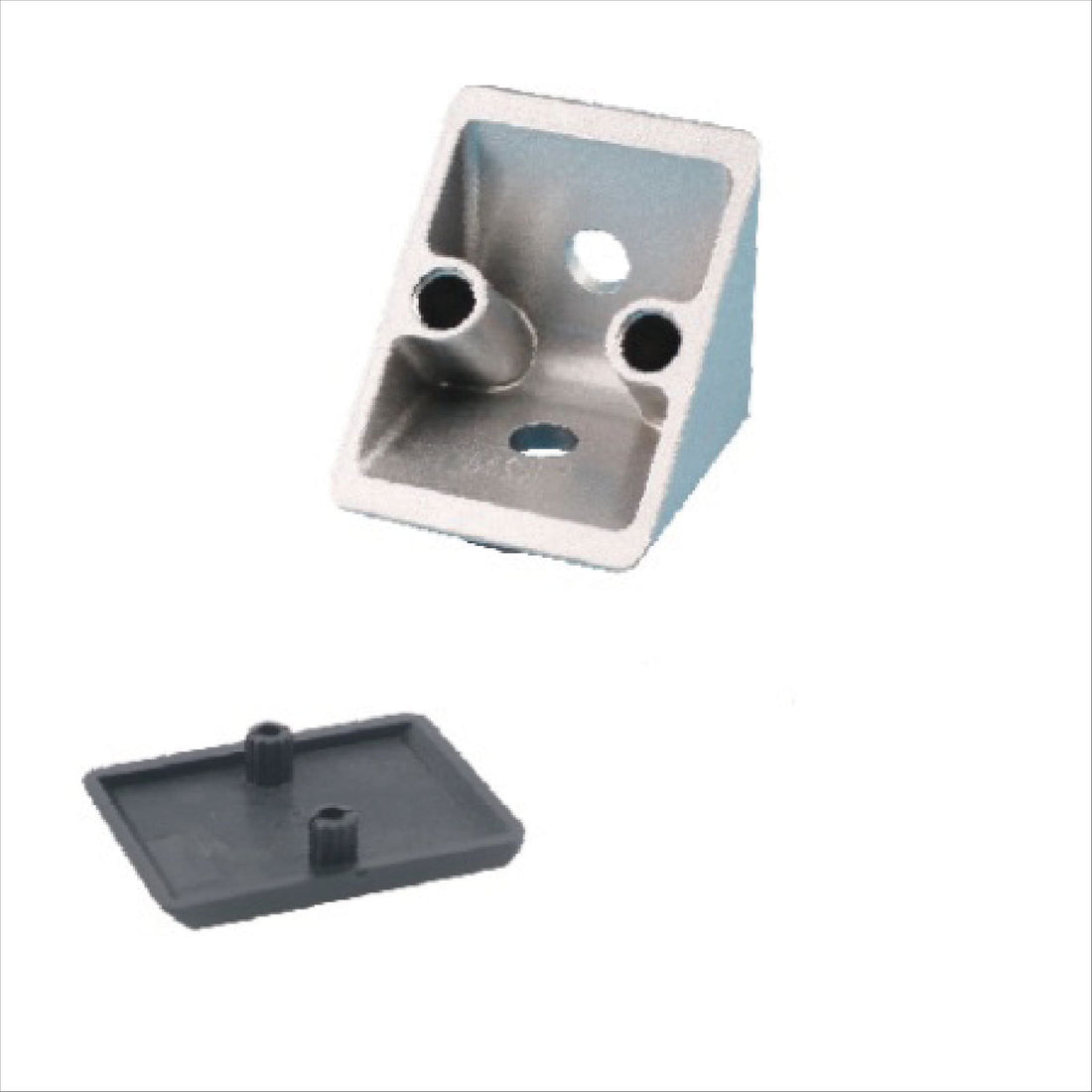 90 DEGREE Corner Cast Brackets 2020 with Black Lid -ZINC - Extrusion and CNC