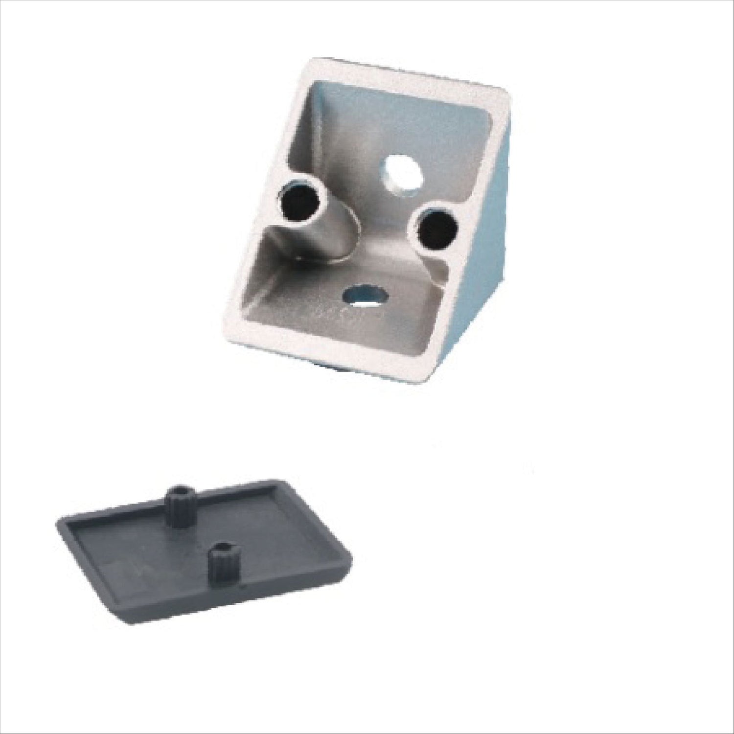 90 DEGREE Corner Cast Brackets 2020 with Black Lid -ZINC - Extrusion and CNC
