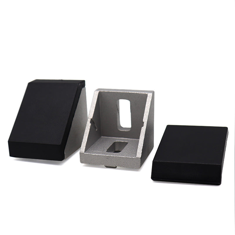 90 Degree 20 series Cast Aluminium Corner Brackets 1818 with plastic Black cover - Extrusion and CNC