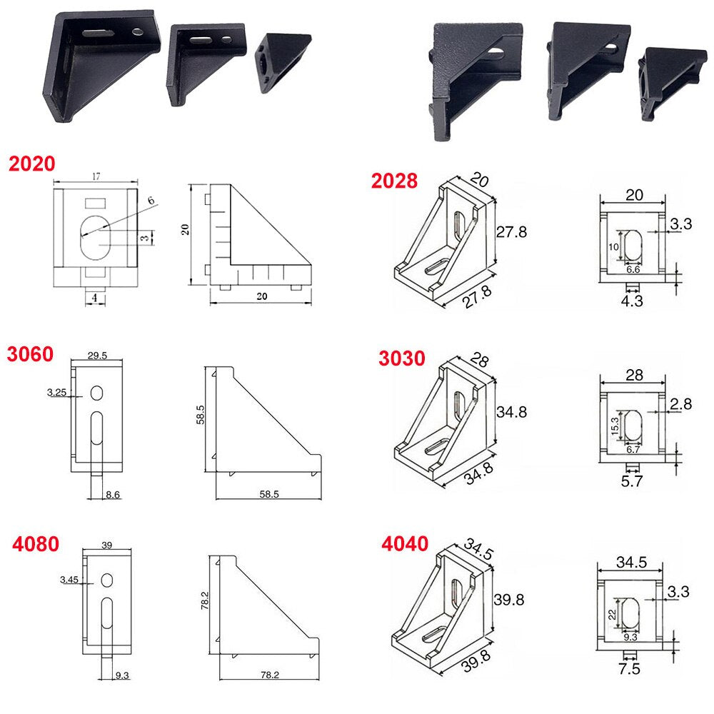 90 Degree 20 series Cast Aluminium Corner Brackets 2020 (1720) - Extrusion and CNC