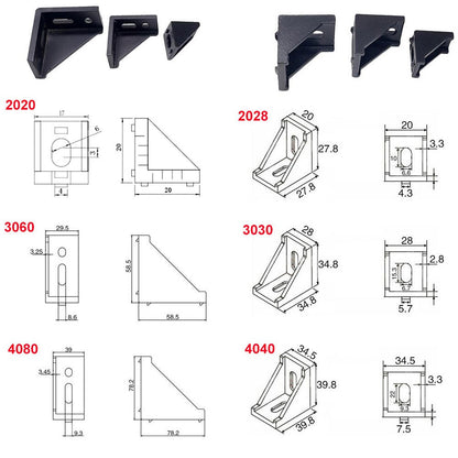 90 Degree 20 series Cast Aluminium Corner Brackets 2020 (1720) - Extrusion and CNC