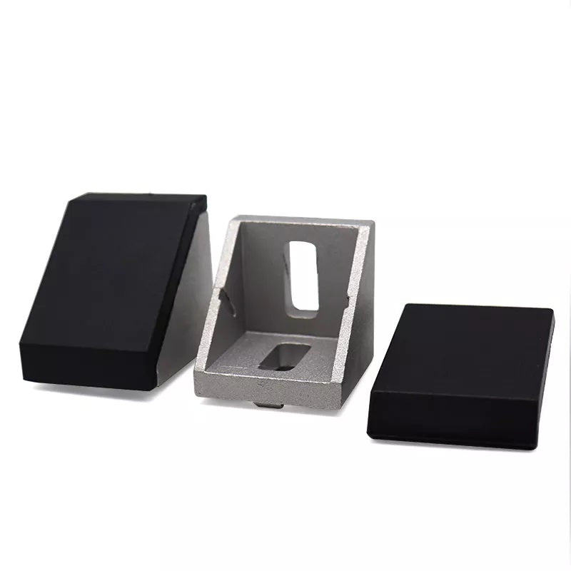 90 Degree 30 series Cast Aluminium Corner Brackets 3030 with plastic Black cover - Extrusion and CNC