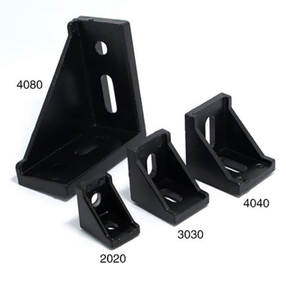 90 Degree 40 series Black Aluminium Corner Brackets 4080 - Extrusion and CNC
