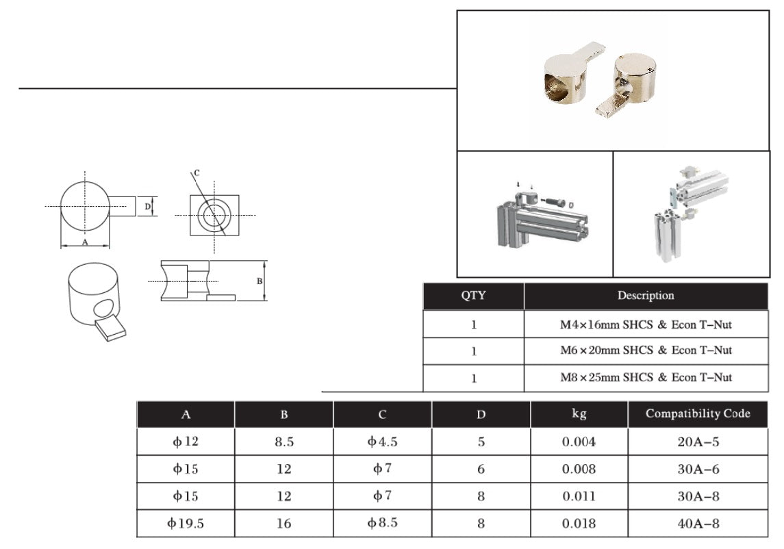 Anchor connector  20 series - Extrusion and CNC