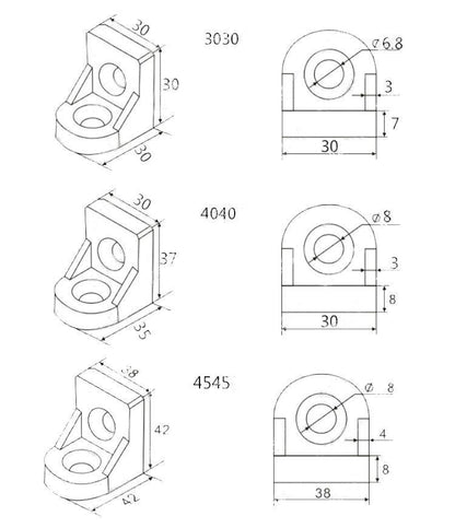Angle Corner Brackets 3030 - Extrusion and CNC
