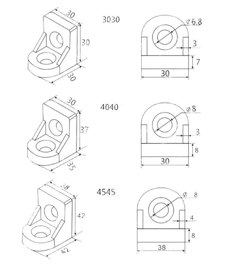 Angle Corner Brackets 4040 - Extrusion and CNC