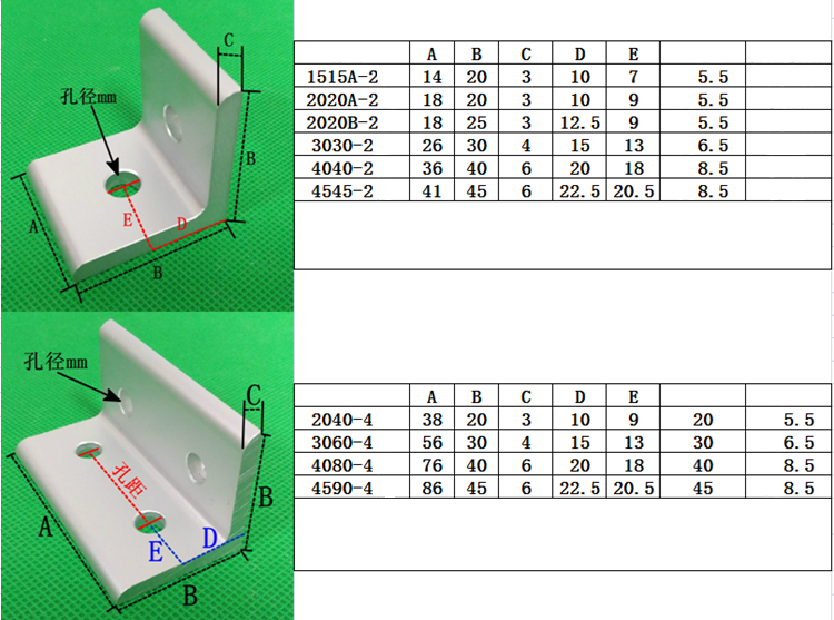 Black 4040 Inside Corner Brackets 2 hole 40 series - Extrusion and CNC