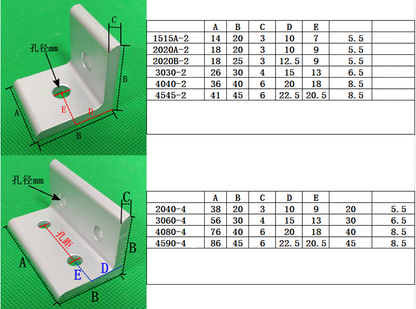 Black 4040 Inside Corner Brackets 2 hole 40 series - Extrusion and CNC