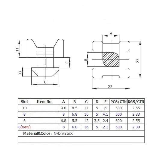 Cross Cable Binder ( Cable Clamp ) for extrusion T-Slot Aluminium slot 10 - Extrusion and CNC