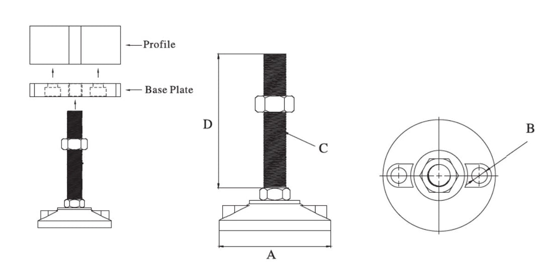 Stainless Steel Stud / Glass Nylon Base 100 (mm) - Extrusion and CNC