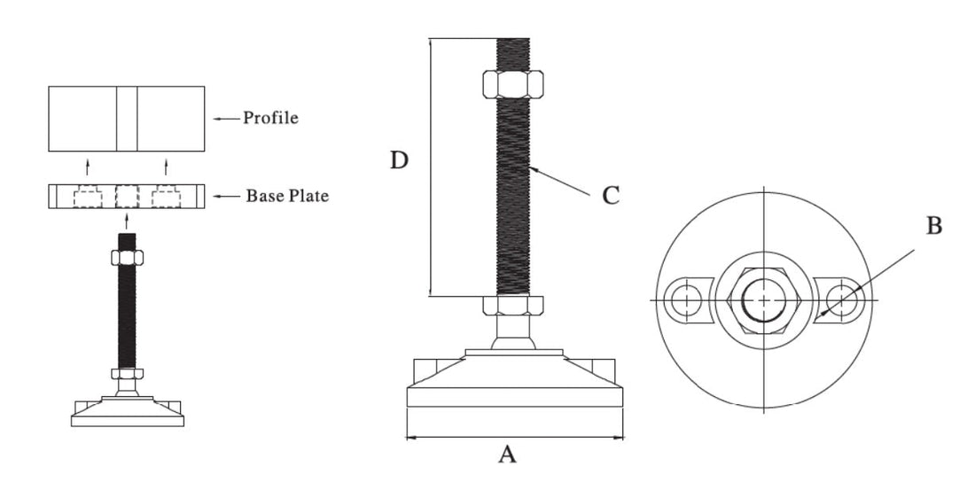 Stainless Steel Swivel Stud / Glass Nylon Base 100 (mm) - Extrusion and CNC